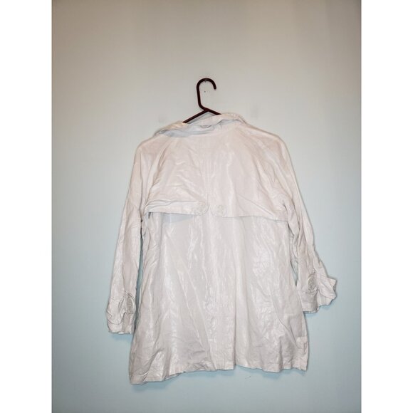 T&W Designs Womens L Jacket Top White  Shimmer Linen Rayon Blend Business Office - Picture 2 of 5